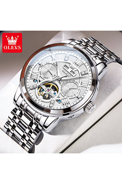 Choice white OLEVS Men's Watches Skeketon Flywheel Automatic Mechanical Origi...
