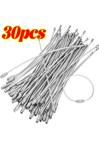 Choice 1.5 مم × 15 سم فضي - 30 قطعة 10 قطع سلسلة مفاتيح من أسلاك الفولاذ بألو...