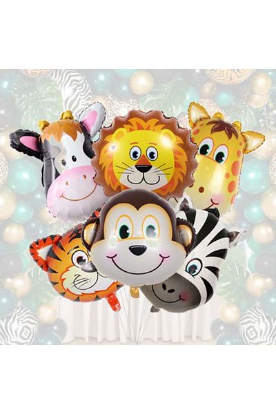 Choice 16INCH 6PC 6PCS/PACK 16IN Mini Animal Head Forest Party Aluminum Film Decorative Balloon