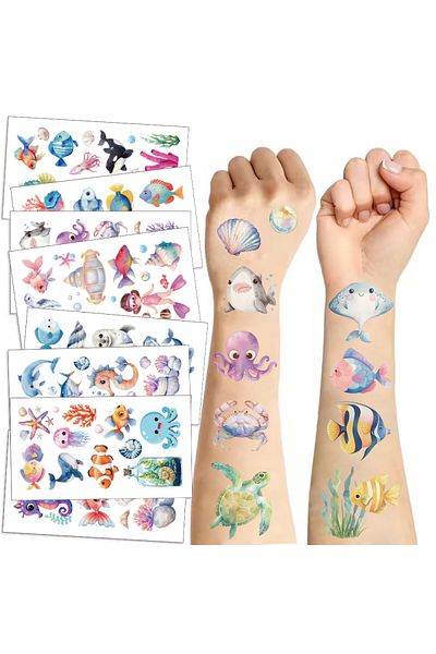 Choice 10Sheets 10Sheets Sea Animals Tattoo Sticker Temporary Fake Tattoo Arm Hands Body Waterdichte Tatoua