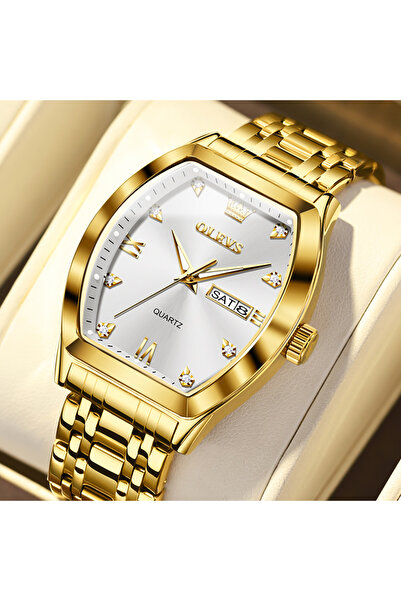 Choice ساعة OLEVS للرجال باللون الذهبي الأبيض الفاخرة من Tonneau الأصلية من أ...