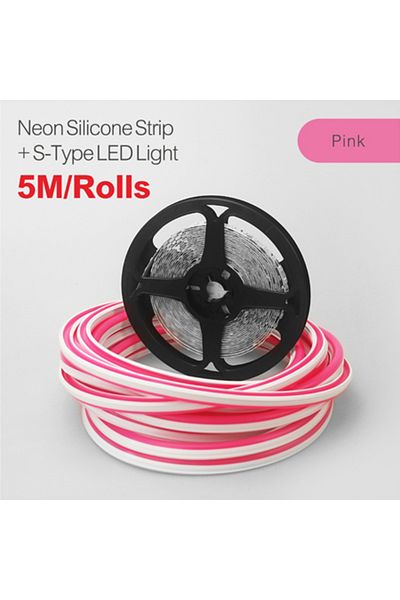 Choice 5M.Rolls 6mm Width Pure silica gel Pink 6/8mm 5M/Rolls DIY Separate Silicone Neon Strip 120Leds S-Be