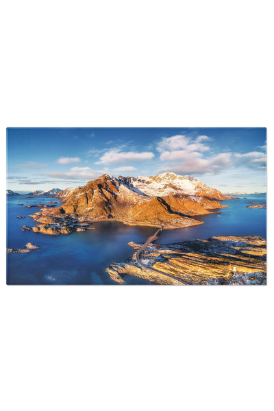 StoryGift Romania Tablou Canvas Norvegia Aerial Landscape Cu Munti Si Mare, N...