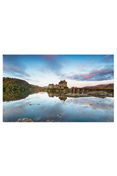 StoryGift Romania Tablou Canvas 140 x 90CM Rasrit la Eilean Donan, Un Castel de Basme in Scotia, vedere, alsh, STG