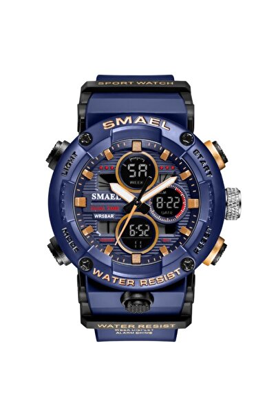 Choice1 ساعة سمائل زرقاء داكنة للرجال مقاومة للماء بإضاءة LED رقمية وساعة توق...