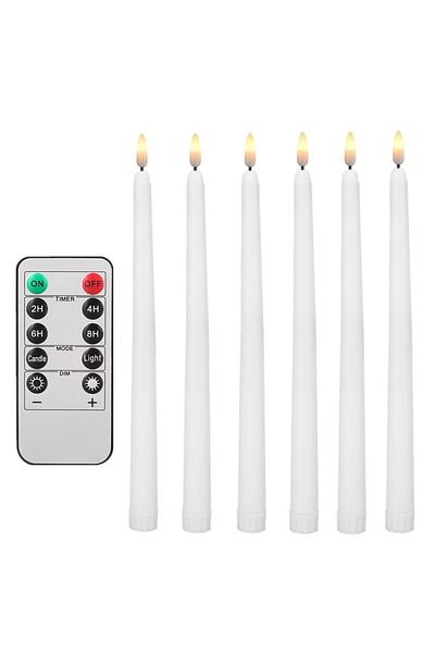 Choice 6Pc with Remote 6/24Pc LED Flameless Taper Candles 6.5/11"Tall Tapered Candle Battery Operated Warm