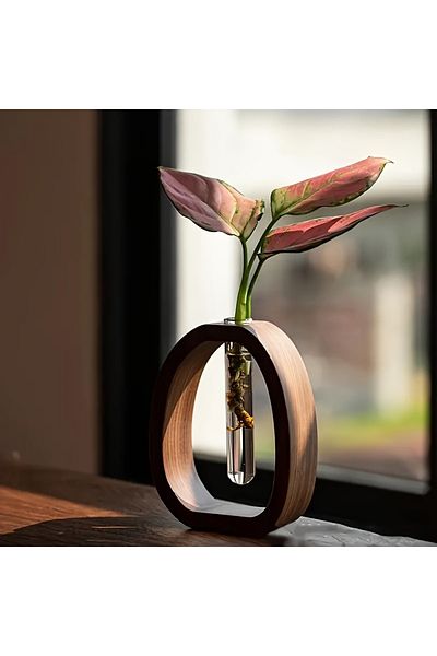 Choice G3517A 9X7X4 سم 1 قطعة من خشب الجوز الصلب مجموعة زهور ديكور فندقي بسيط من النباتات الزجاجية