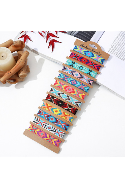 Choice style 1 12Pcs/set Hot Selling Woven Bracelet Nepalese Ethnic Wind Hand...