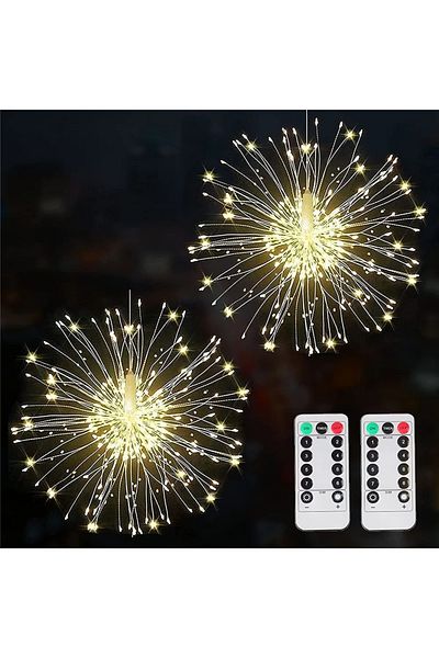 Choice Warm White Led Copper Firework Lights, 8 Modes Fairy Starburst Light With Remote Outdoor Decorations
