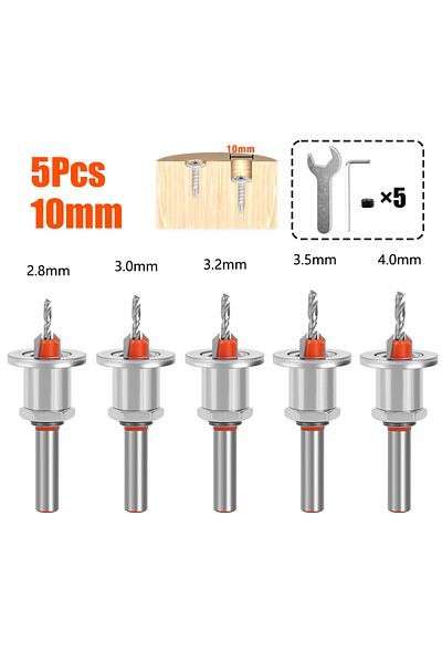 SHENSEN Round 10mm 8mm 10mm Countersink Drill Bit Kit Adjustable Limit Taper Drill Spiral Countersink Chamfe