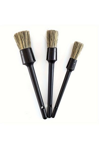 Choice 3 Pcs 3Pcs Natural Boar Hair Car Detailing Brush Set Soft Bristle Car Cleaning Brush Kits Atuo Tire