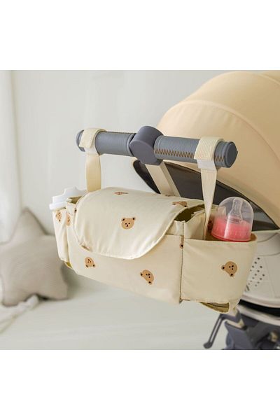 OIMG Black Bear Baby Stroller Bag Pram Organizer Baby Accessories Cup Holder Newborn Trolley Portable Tra