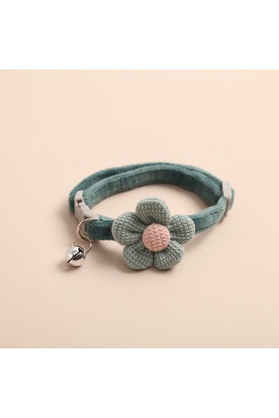 Choice Green 1Pc Cat Collar with Cute Flower Adjustable Buckle Cat Collar Bell Collar Cat Small Pet Suppl