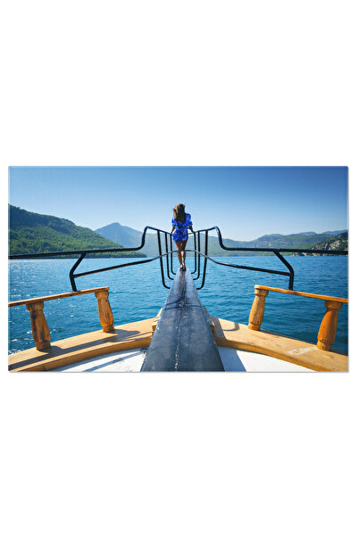 StoryGift Romania Tablou Canvas - Calatorie Pe Ape: Fata Pe Barca In Munti