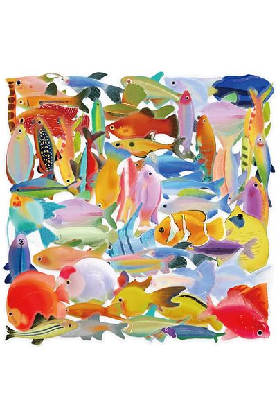 Choice 50pcs 50pcs Cartoon Marine Creatures Fish Stickers Fishing Box Suitcase Laptop Guitar Skateboard Bik