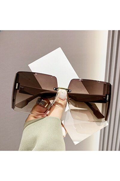 Choice نظارة شمسية نسائية أنيقة بدون إطار بتصميم متدرج للشاطئ، نظارات شمسية أ...