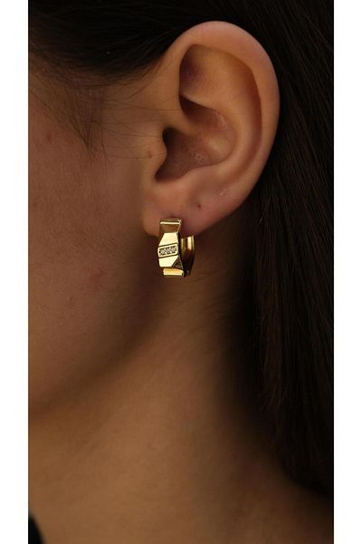 Jerie Gold Zircon Stone Serrated Mini Hoop Earrings