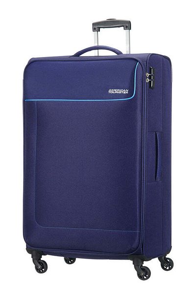 American Tourister JAMAICA Soft Spinner Trolley Checked Luggage – 80cm, Navy