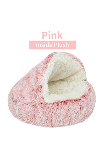 Choice سرير قطط دائري من القطيفة الناعمة من الداخل باللون الوردي مقاس 40×40 س...