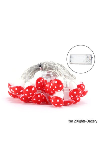 StriveFire 3m 20Led-Battery 20 Leds Mushroom LED Fairy Lights USB/Battery String Light Christmas Party Gift F