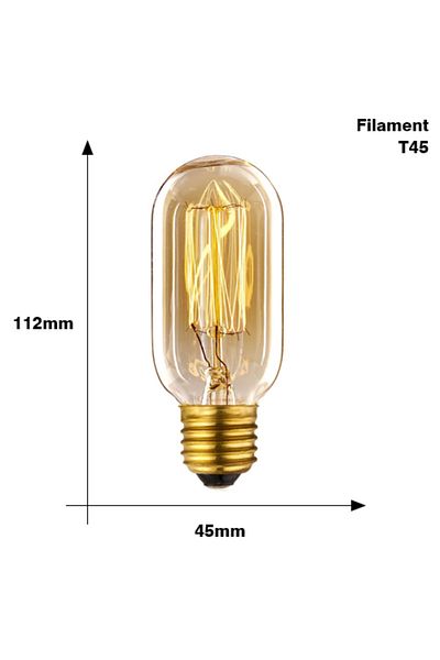 YNL Dimmable 220V T45 Filament Retro Edison Bulb E27 220V 110V 40W ST64 G80 G95 T10 T45 Dimmable Ampoule