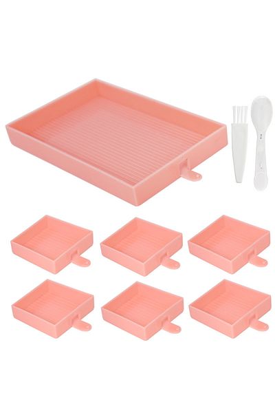 Choice FG-Pink 1pc 6 Grids Palette Diamond Painting Accessory Tray Kits Large Capacity Plate Tool Nail Art