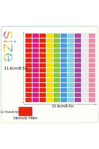 Choice 5 Sheets/700pcs Rectangular Colorful Stickers Assorted Removable Stickers 10 Colors For Classroom...