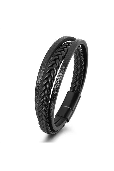 Choice 2 21 Trendy Leather Bracelets For Men Stainless Steel Bracelet 21CM Multilayer Braided Rope Bracelet