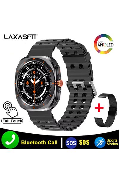 LAXASFIT Black ML-Black LAXASFIT 2025 New Smart Watch 1.52 inch AMOLED Bluetooth Call Message Alert Outdoor S
