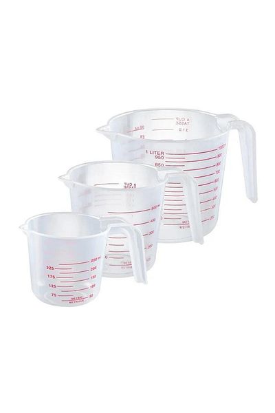 Choice 3PCS 3 Pcs 250-500-1000ml Plastic Transparent Graduated Measures Cup Household Kitchen Baking Measur