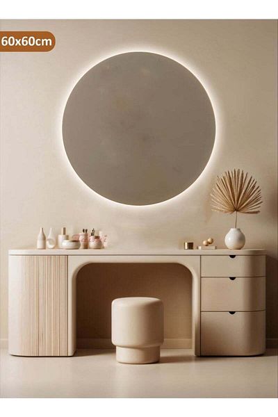 Taimi Round Makeup Mirror60x60 cm, LED Lighted Vanity Mirror for a Modern Decorative Touch