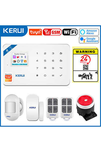 Kerui جهاز إنذار أمان Tuya Smart WIFI GSM KIT1 W181 يعمل مع Alexa Ho