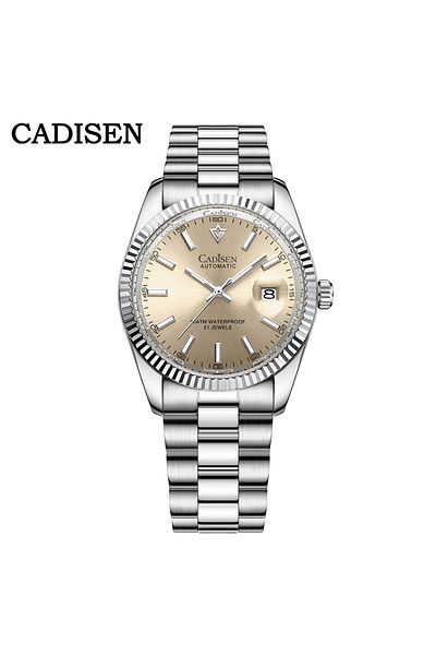 Choice Light gold CADISEN New Mens Mechanical Automatic Watch Top Brand Luxury C3 Luminous AR Sapphire MIYO