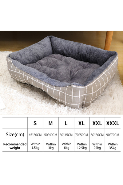 Choice XXXL-90x70cm Gray grid Large Dog Bed Warm Bed for Cats Sofa Dog House Thicken Cat Mat Breathable Bas