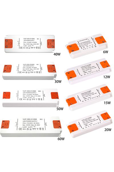 Choice 30W 12V DC 12V 24V Ultra Thin Lighting Transformer LED Power Supply 6W 15W 20W 30W 40W 50W 60W Drive
