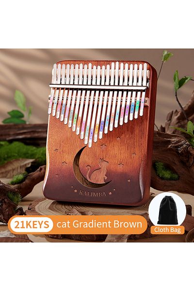 Choice 21KEYS GradientBrown 21-Key Cat Thumb Piano Kalimba Set - Beginner Friendly Finger Piano, Perfect Bi
