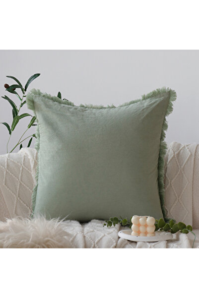 Choice غطاء وسادة أخضر فاتح مقاس 45 × 45 سم، قطعة واحدة، ديكور منزلي عتيق، غط...