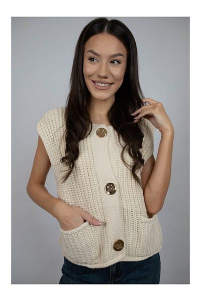 Lamiar ANNE THICK KNITTED VEST SWEATER ONE SIZE Ivory