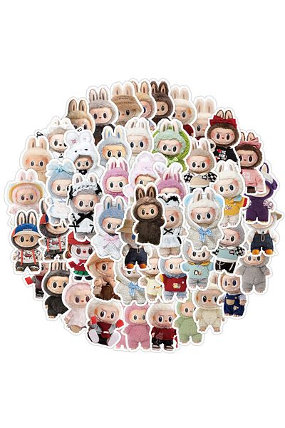 Choice 50pcs Cute Cartoon Labubu Doll Graffiti Stickers For Bicycle Hand Account Pencil Case Decals