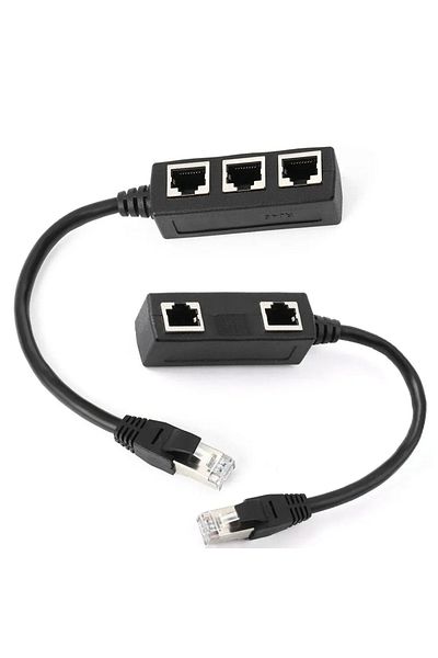Choice 1 To 3 Way Black Rj45 1 To 2 / 1 To 3 Ways Splitter Connector Network Adapter Cat5 Cat6 Cat7 Lan Eth
