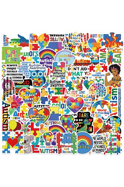 Choice 50 PCS 50Pcs Autism Awareness Stickers for Water Bottles Phone Cases Luggage & More Durable PVC Mate