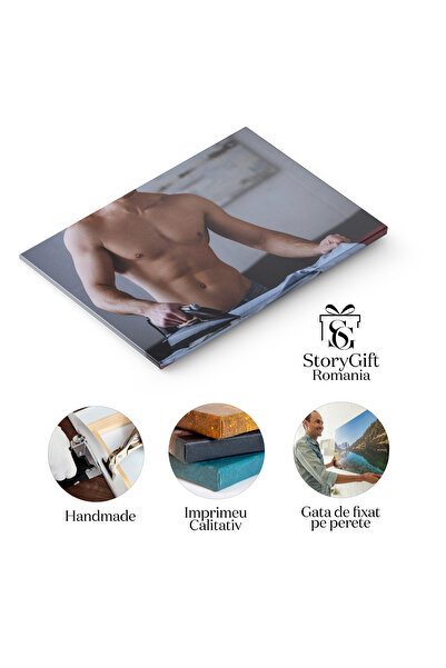 StoryGift Romania Tablou Canvas Grija In Detaliu Imagine Cropped Cu Un Barbat Fara Tricou Calcand O Camasa, O Man