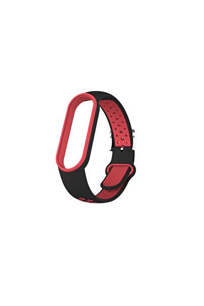 Choice حزام ساعة شاومي باند 567 من السيليكون باللونين الأسود والأحمر، بديل لس...