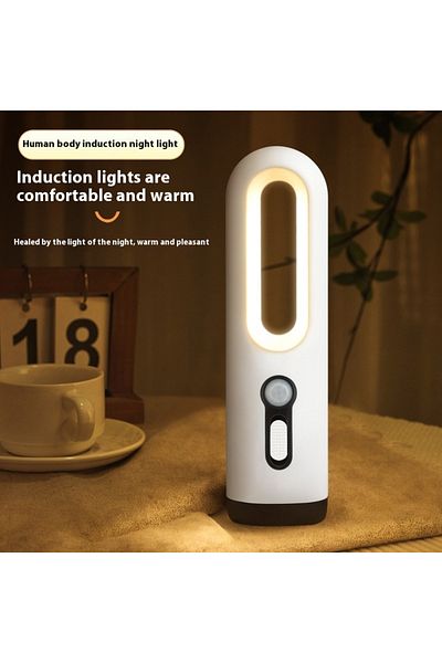 Choice White Aique Led Motion Sensor Night Light Portable 2 In 1 Flashlight Bedroom Bathroom Reading Campin