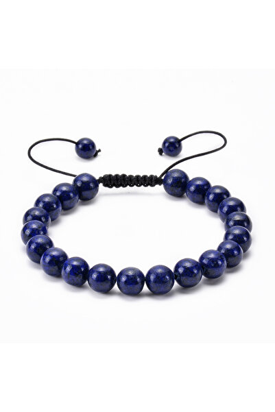 Choice سوار عصري منسوج قابل للتعديل، أزرق ملكي، 8 مم، مصنوع يدويًا من أحجار ع...