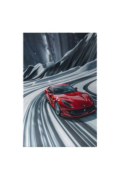 StoryGift Romania Tablou Canvas Ferarri Super Car Masina De Lux Pentru Iubitorii De Viteza De Culoare Rosie Pe M