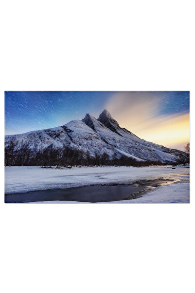 StoryGift Romania Tablou Canvas Peisaj Nocturn In Norvegia, Lofoten, Munte, C...