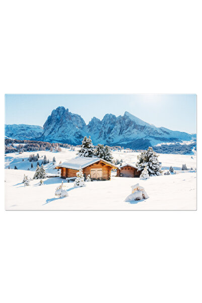 StoryGift Romania Tablou Canvas Peisaj Pictoresc Cu Mica Casa De Lemn Pe Munt...