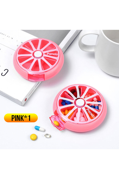 Choice صندوق دائري وردي مكون من قطعة واحدة مزود بسبع شبكات وصندوق تغليف أدوية...