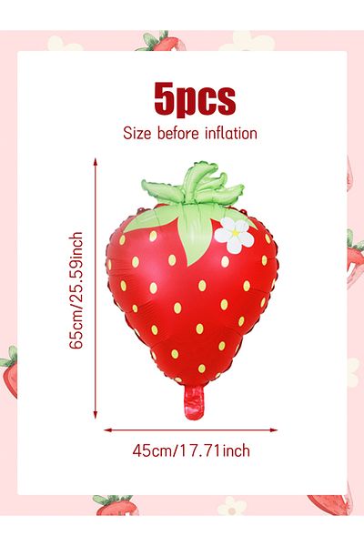 Choice Other red Strawberry 5pcs ins style pink and red strawberry aluminum film balloons for girls birthda
